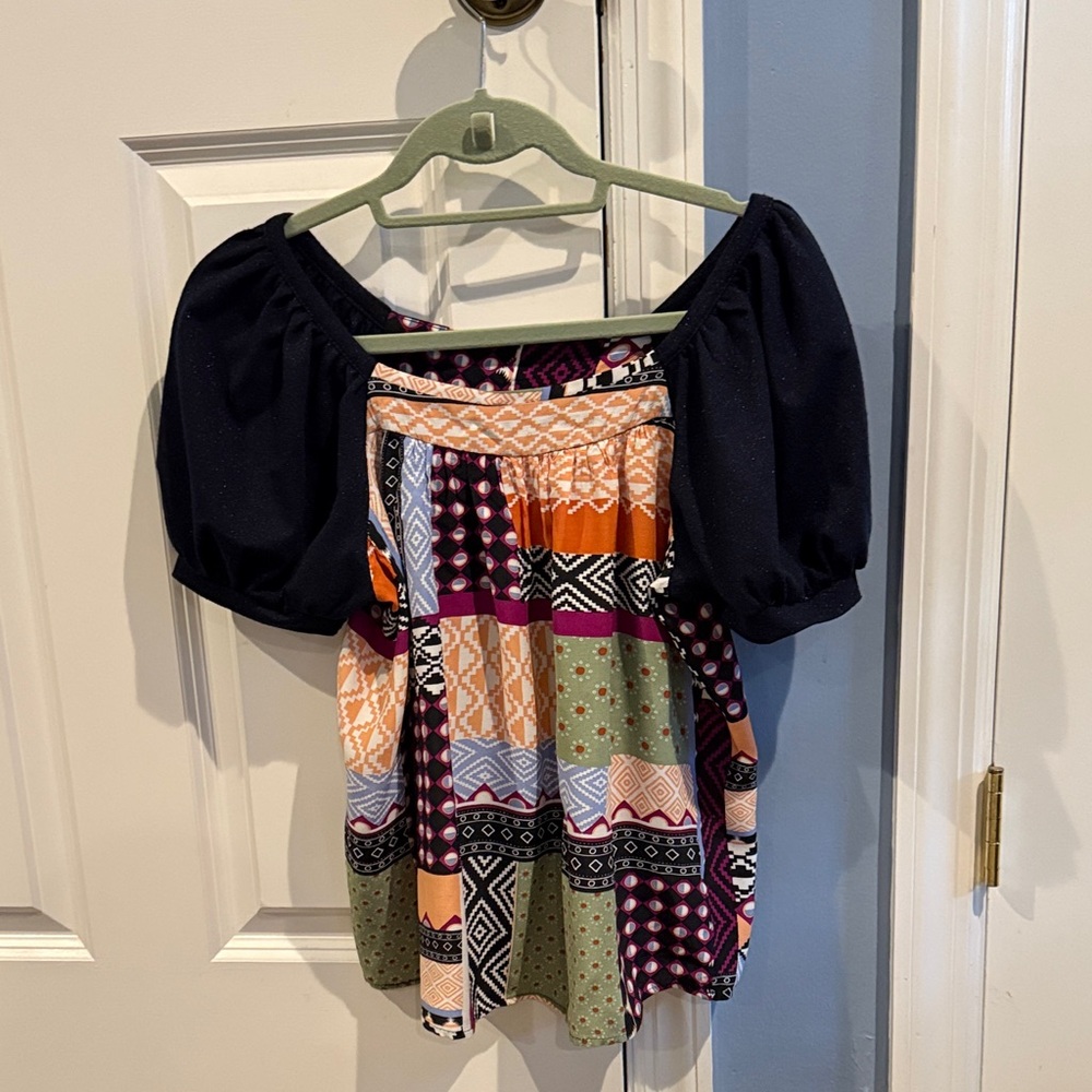 Maeve by Anthropologie Multicolor Geometric Pattern Top